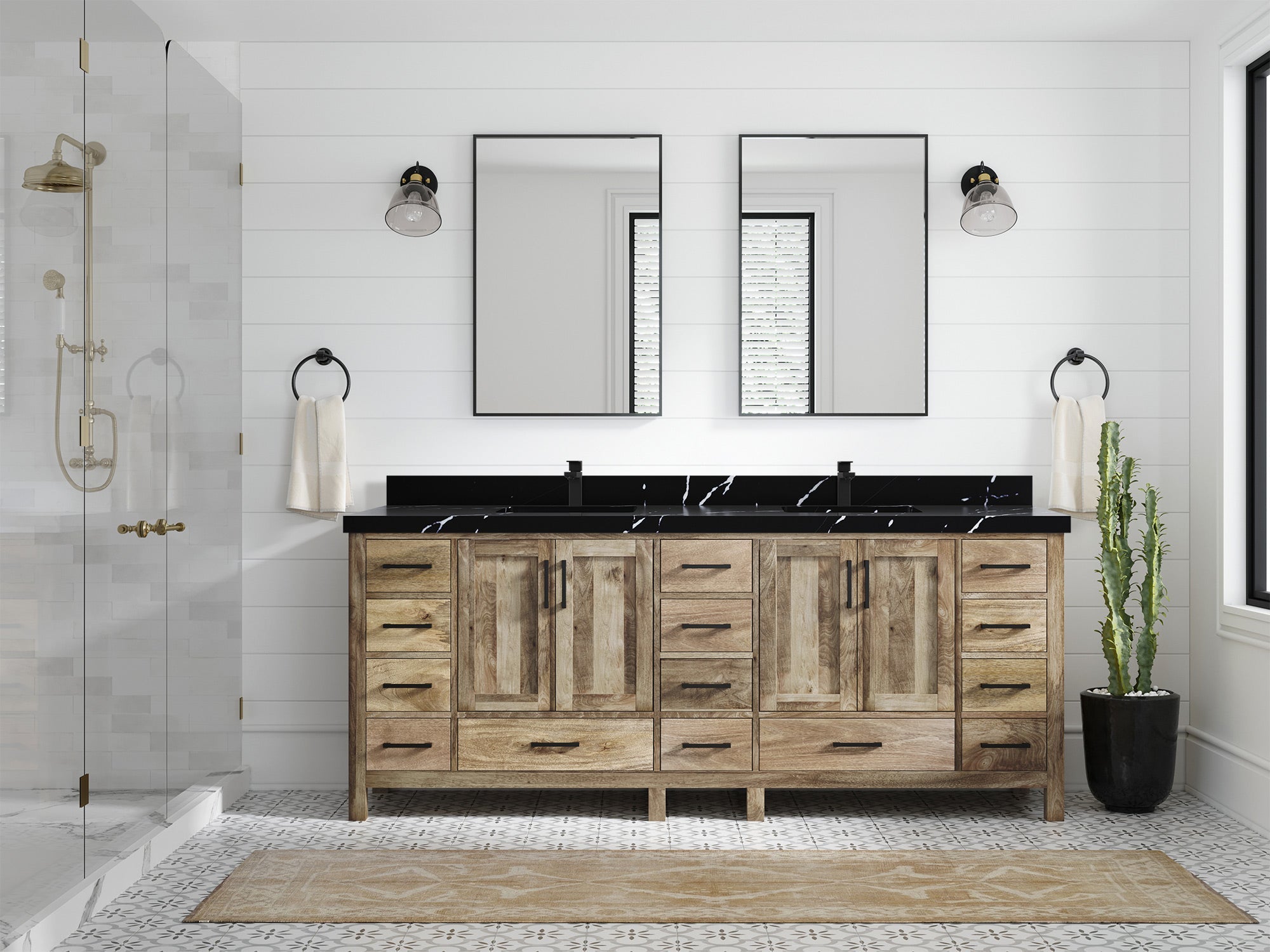 Malibu Mango Wood 84 in. W x 22 in. D Double Sink Bathroom Vanity - Willow Bath and Vanity