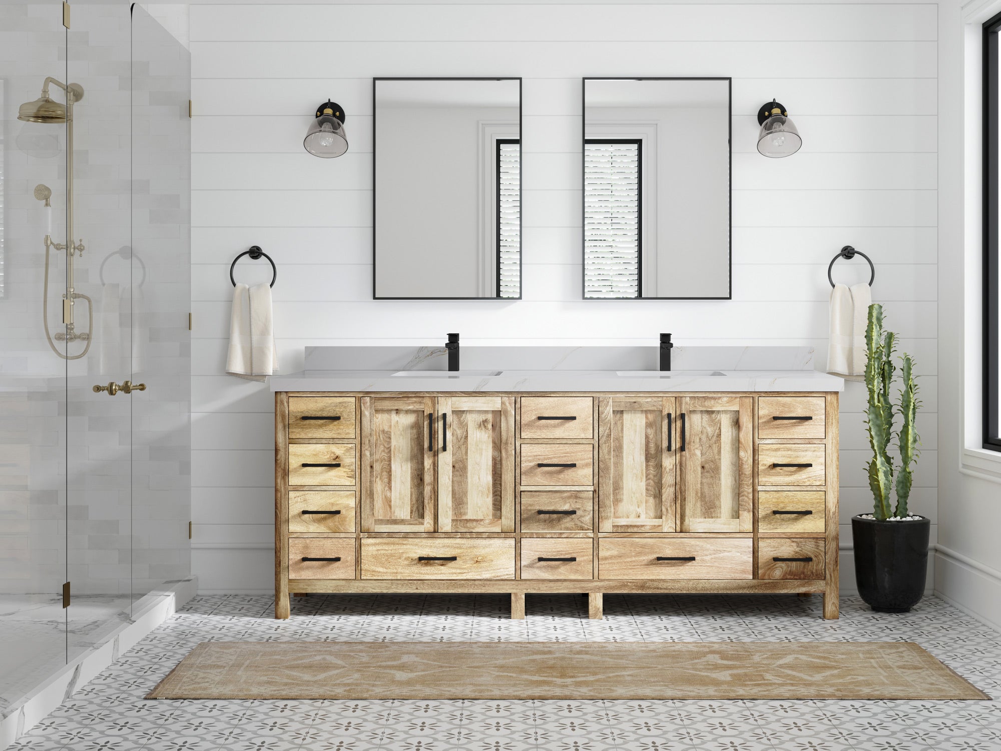 Malibu Mango Wood 84 in. W x 22 in. D Double Sink Bathroom Vanity - Willow Bath and Vanity