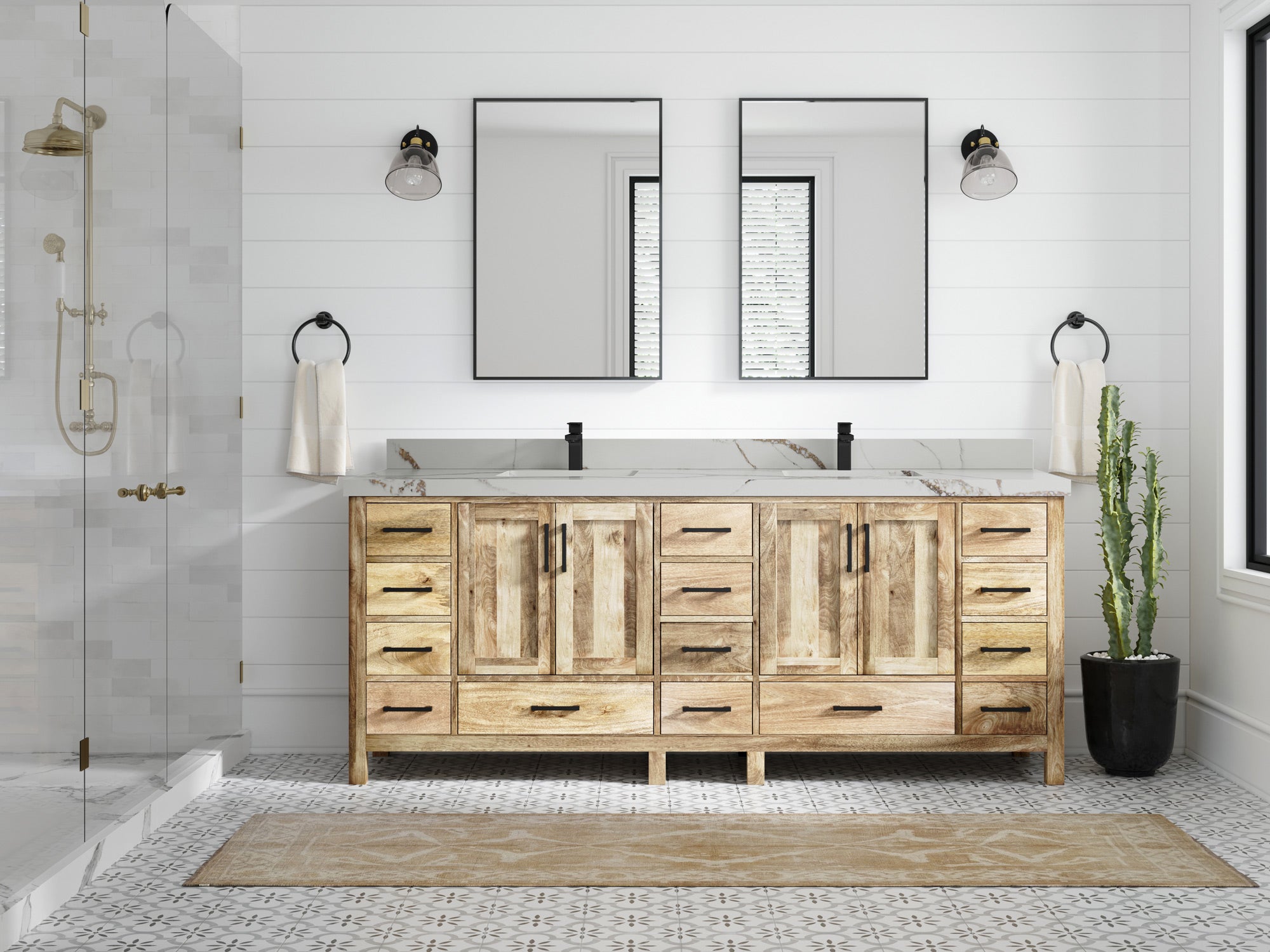 Malibu Mango Wood 84 in. W x 22 in. D Double Sink Bathroom Vanity - Willow Bath and Vanity