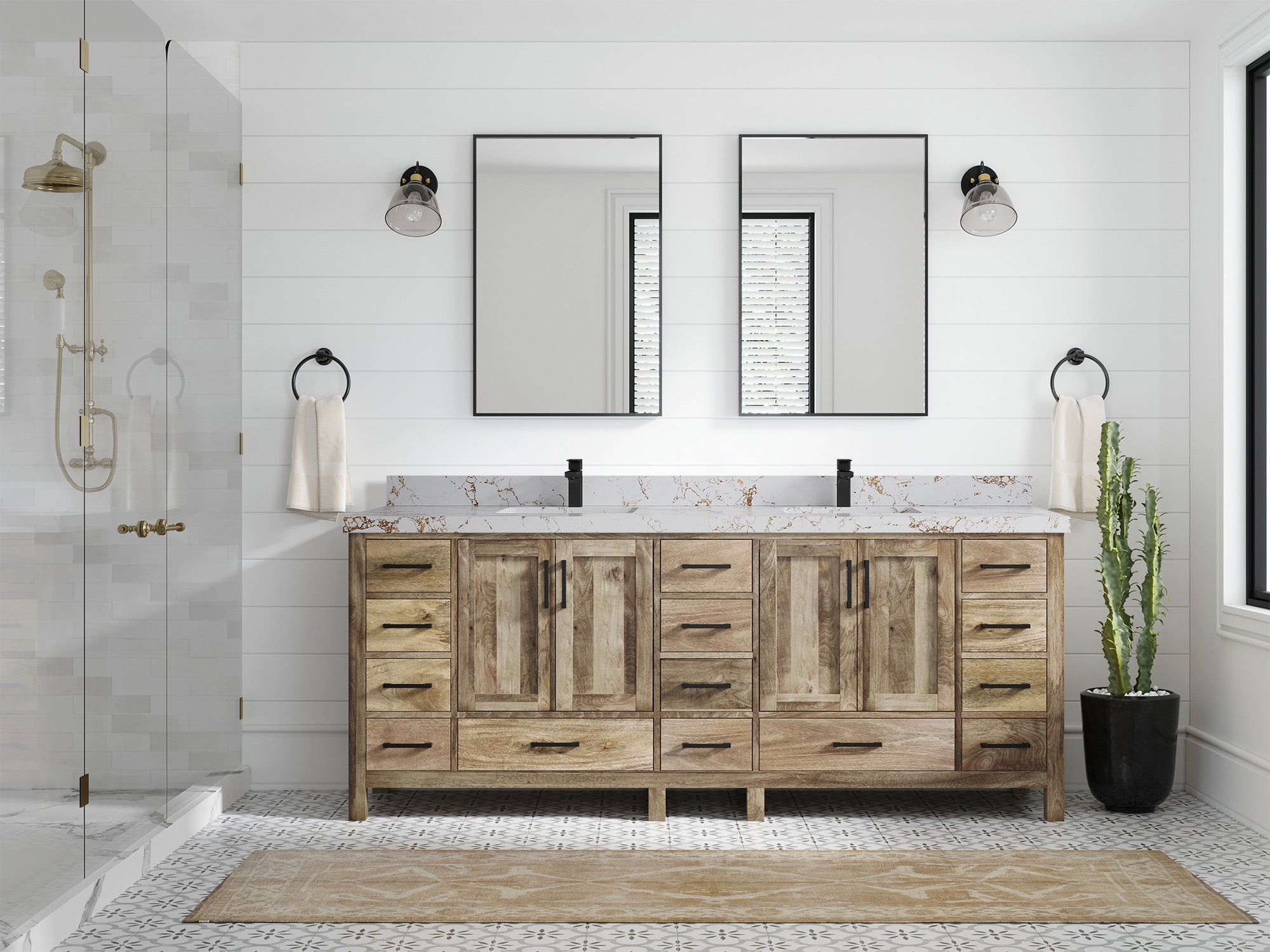Malibu Mango Wood 84 in. W x 22 in. D Double Sink Bathroom Vanity - Willow Bath and Vanity