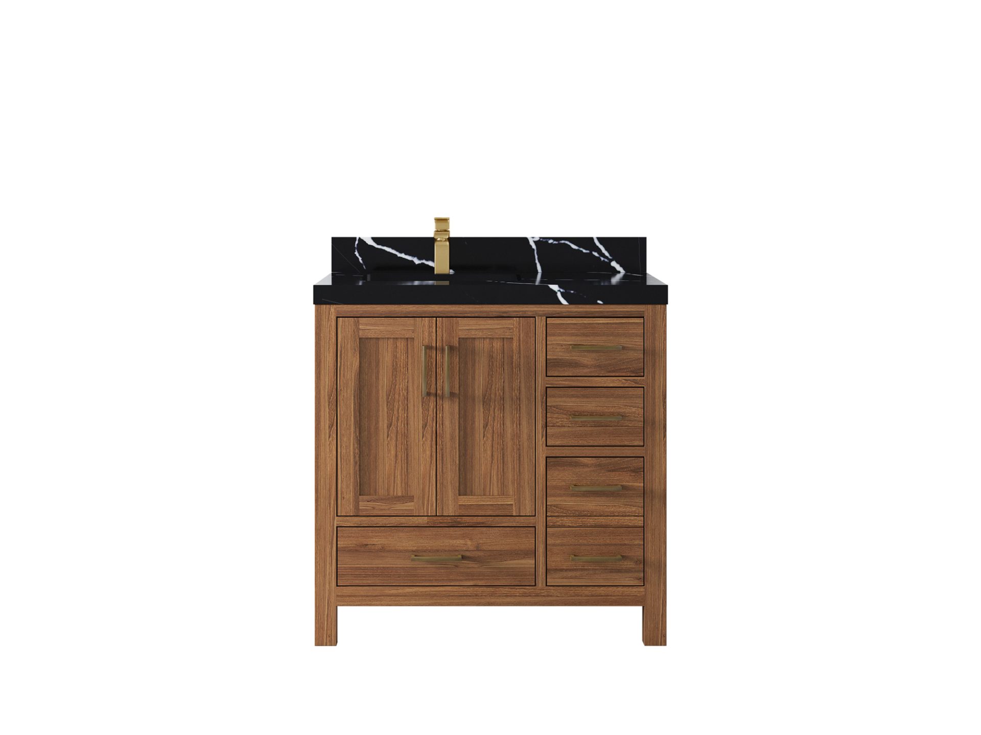 Malibu Teak Wood 36 in. W x 22 in. D Left Offset Sink Bathroom Vanity - Willow Bath and Vanity