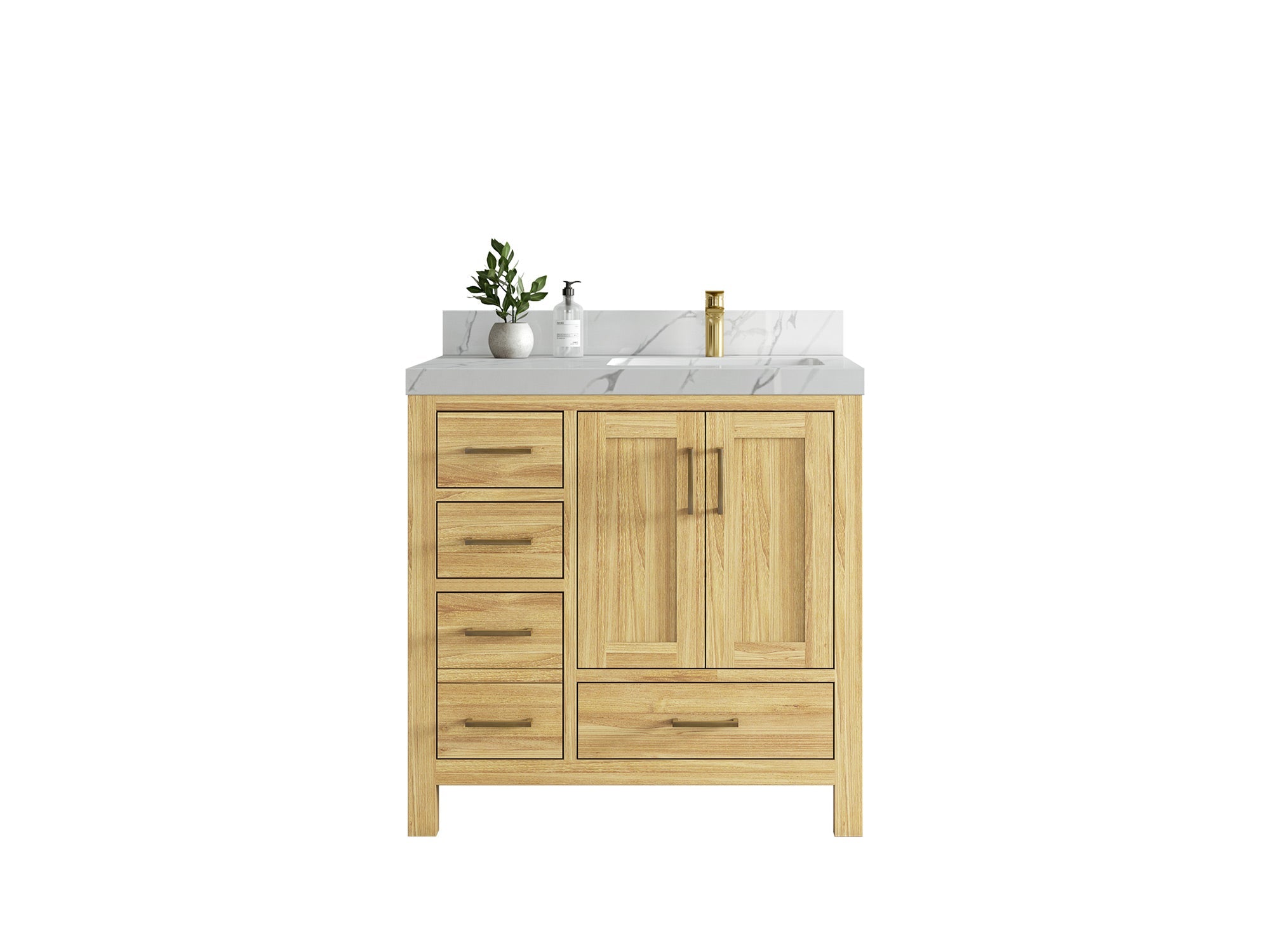Malibu Teak Wood 36 in. W x 22 in. D Right Offset Sink Bathroom Vanity - Willow Bath and Vanity