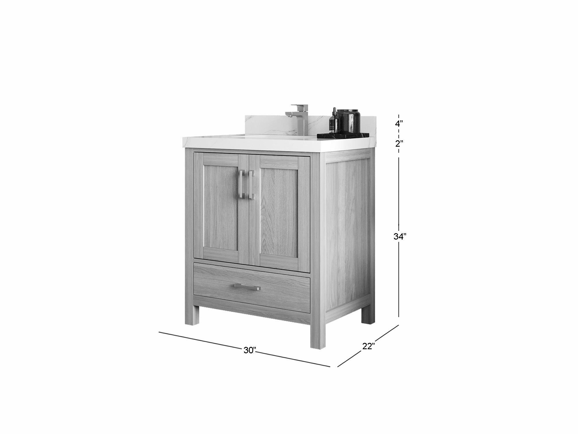 Malibu White Oak 30 in. W x 22 in. D Single Sink Bathroom Vanity - Willow Bath and Vanity