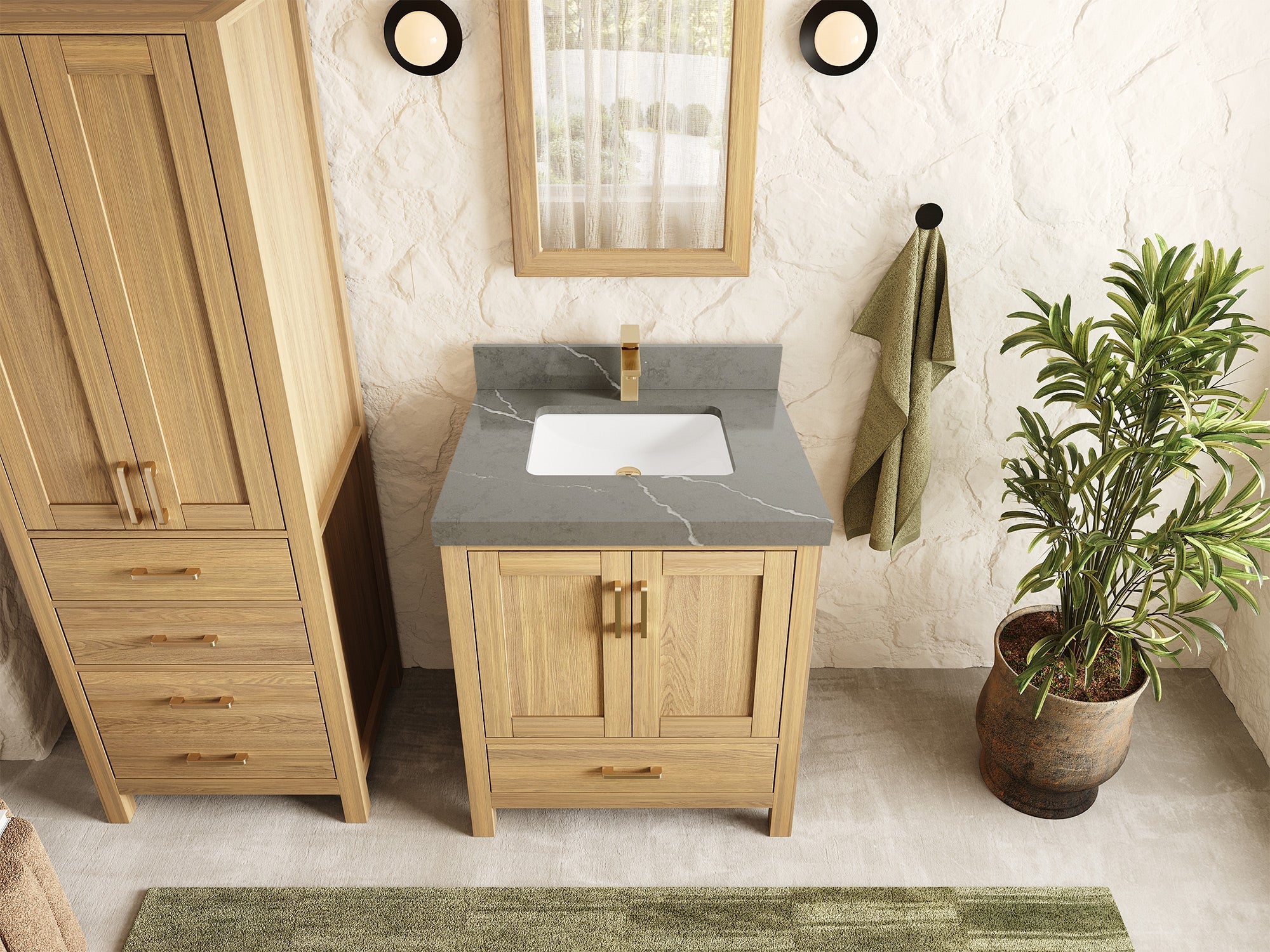 Malibu White Oak 30 in. W x 22 in. D Single Sink Bathroom Vanity - Willow Bath and Vanity