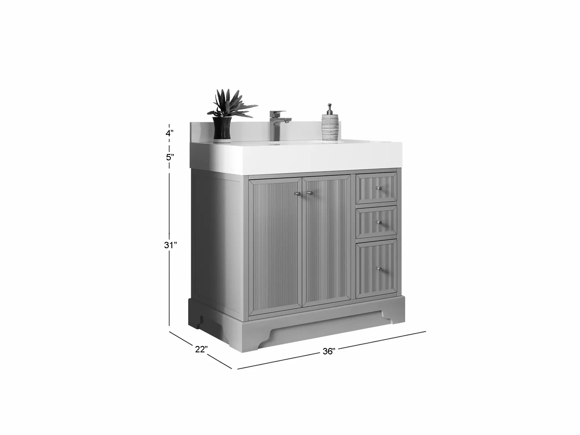 Manhattan 36 in. W x 22 in. D Center Sink Bathroom Vanity - Willow Bath and Vanity