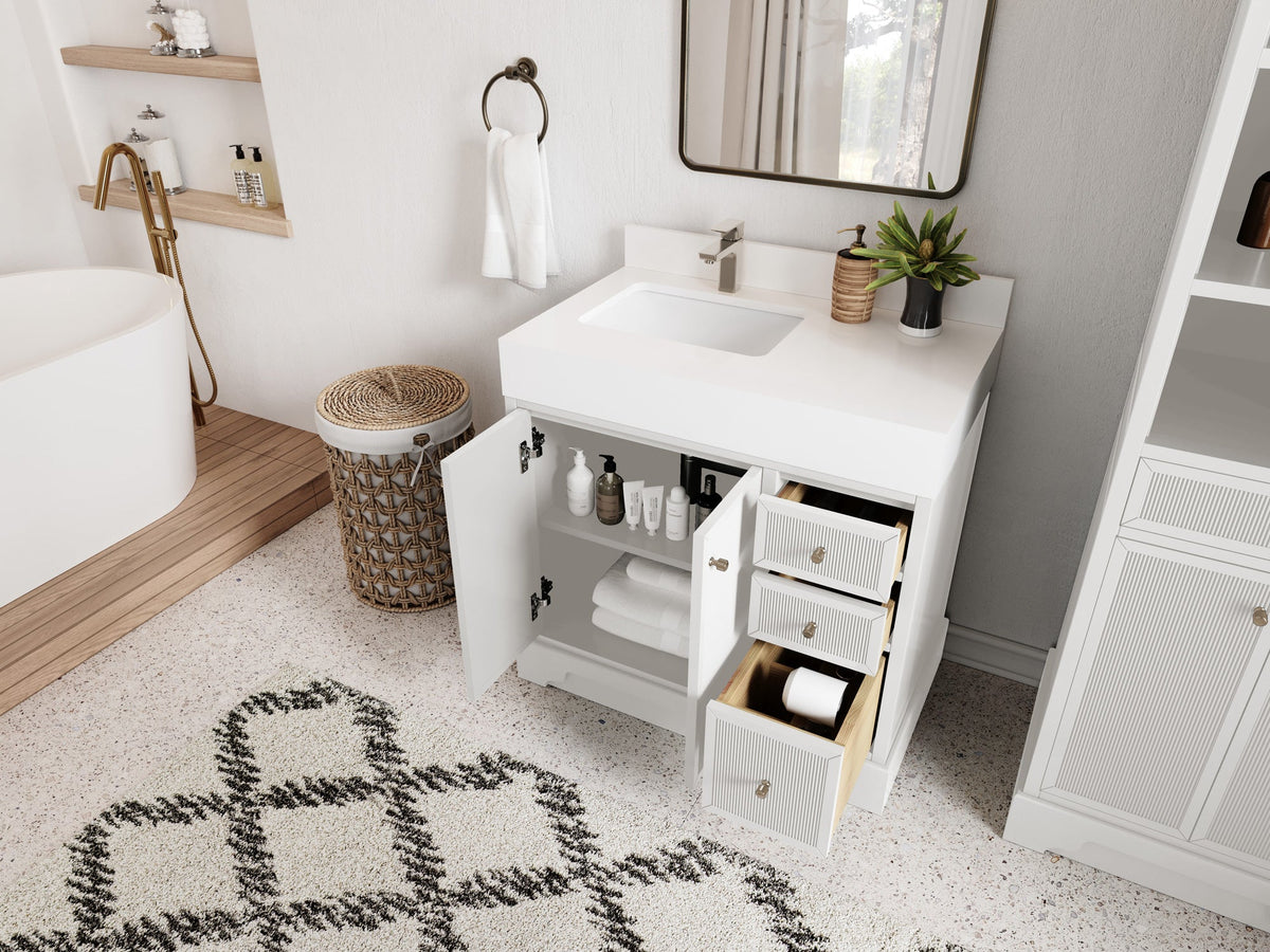 Manhattan 36 in. W x 22 in. D Left Offset Sink Bathroom Vanity - Willow Bath and Vanity