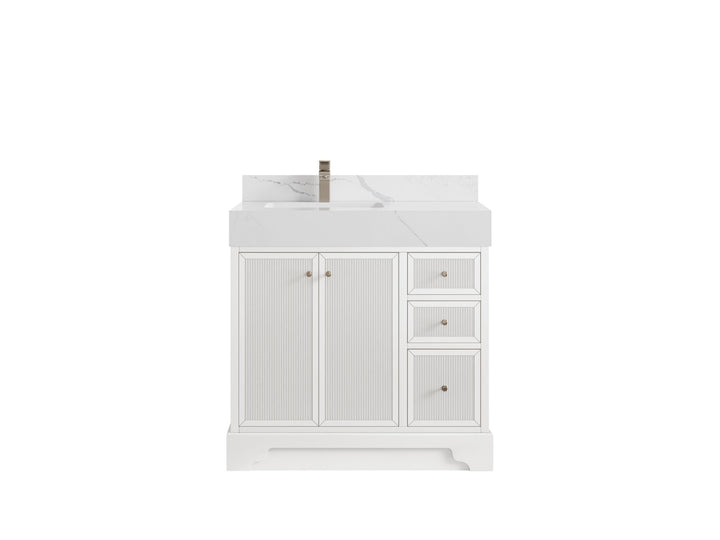 Manhattan 36 in. W x 22 in. D Left Offset Sink Bathroom Vanity - photo 8
