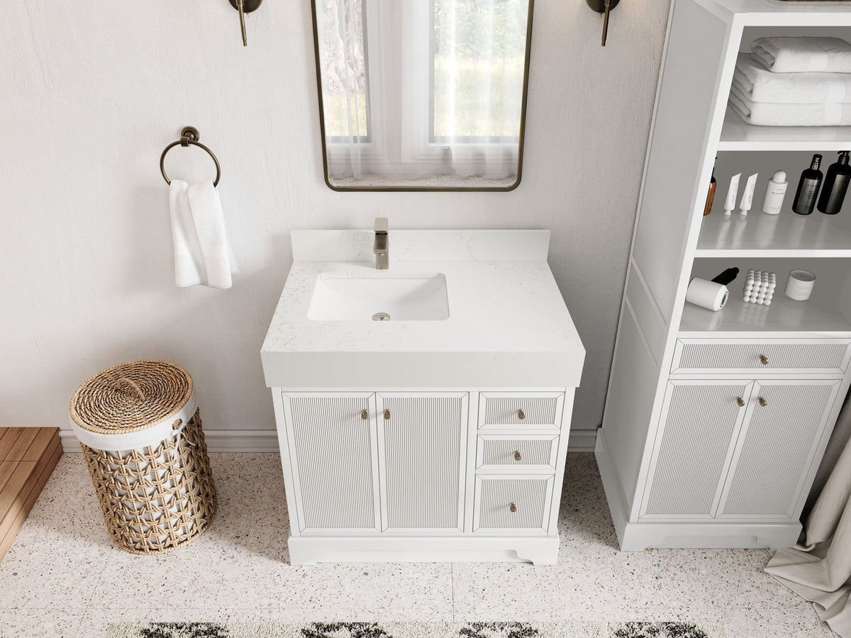 Manhattan 36 in. W x 22 in. D Left Offset Sink Bathroom Vanity - Willow Bath and Vanity