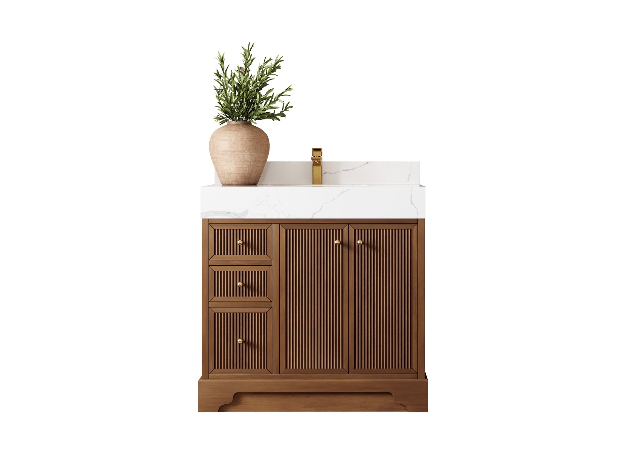 Manhattan Teak Wood 36 in. W x 22 in. D Center Sink Bathroom Vanity - Willow Bath and Vanity
