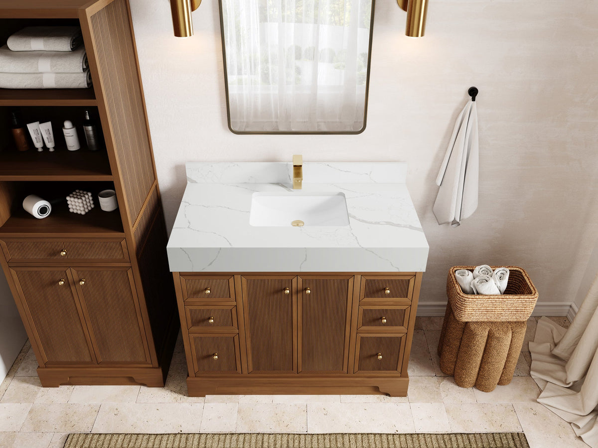 Manhattan Teak Wood 42 in. W x 22 in. D Single Sink Bathroom Vanity - Willow Bath and Vanity