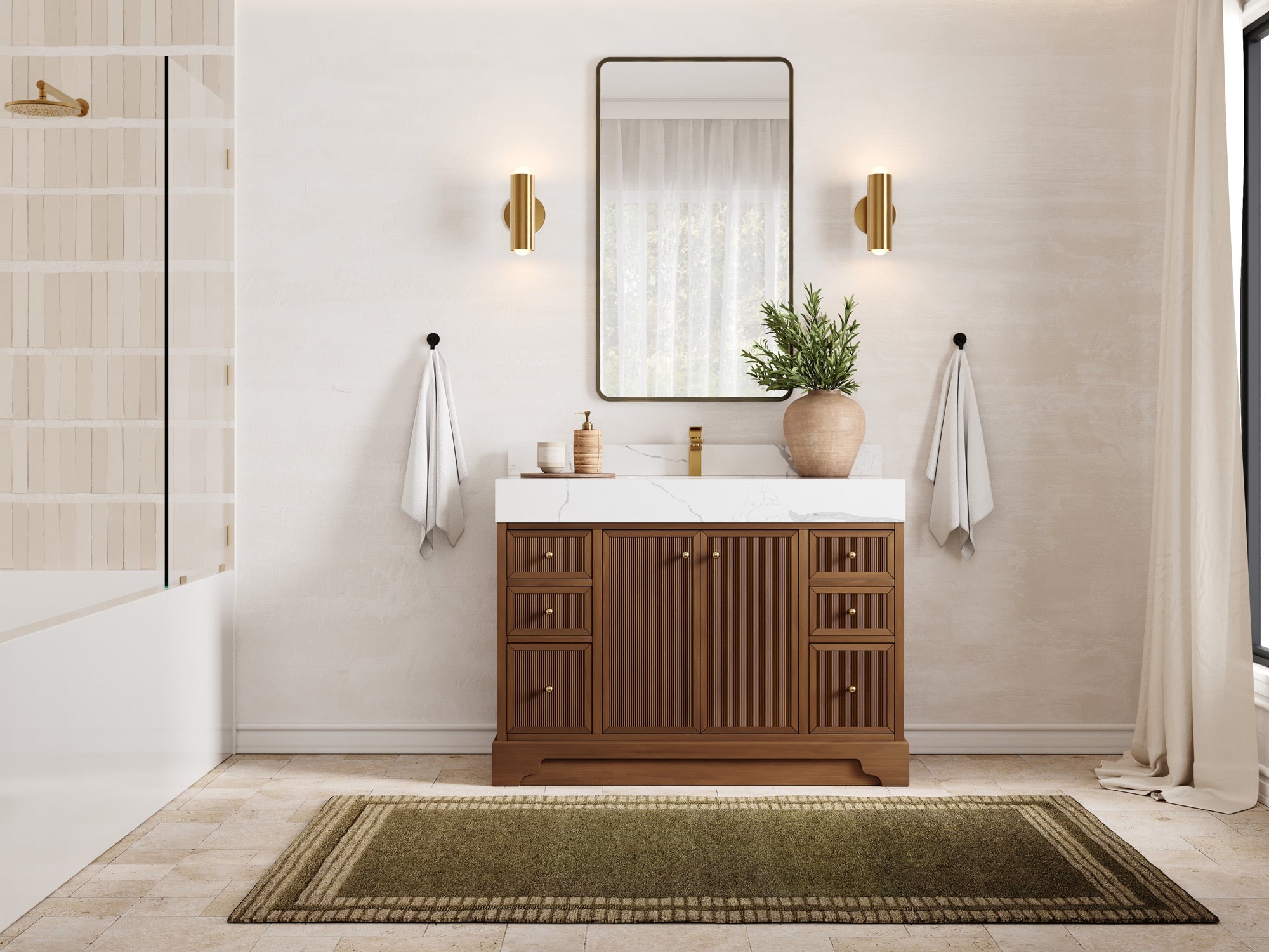 Manhattan Teak Wood 48 in. W x 22 in. D Single Sink Bathroom Vanity - Willow Bath and Vanity