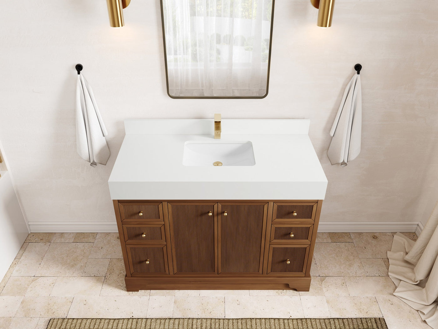 Manhattan Teak Wood 48 in. W x 22 in. D Single Sink Bathroom Vanity