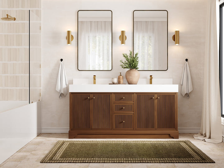 Manhattan Teak Wood 72 in. W x 22 in. D Double Sink Bathroom Vanity - photo 4