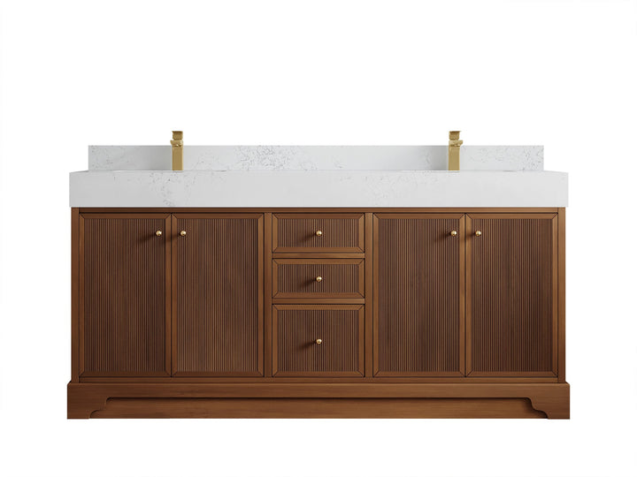 Manhattan Teak Wood 72 in. W x 22 in. D Double Sink Bathroom Vanity - photo 10