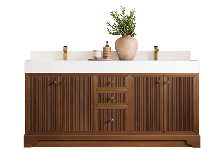 Manhattan Teak Wood 72 in. W x 22 in. D Double Sink Bathroom Vanity - photo 1