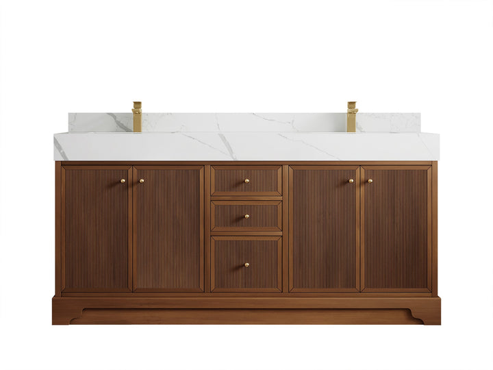Manhattan Teak Wood 72 in. W x 22 in. D Double Sink Bathroom Vanity - photo 8