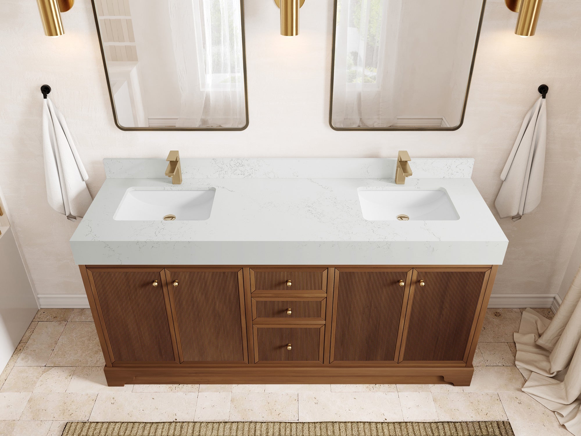 Manhattan Teak Wood 72 in. W x 22 in. D Single Sink Bathroom Vanity - Willow Bath and Vanity