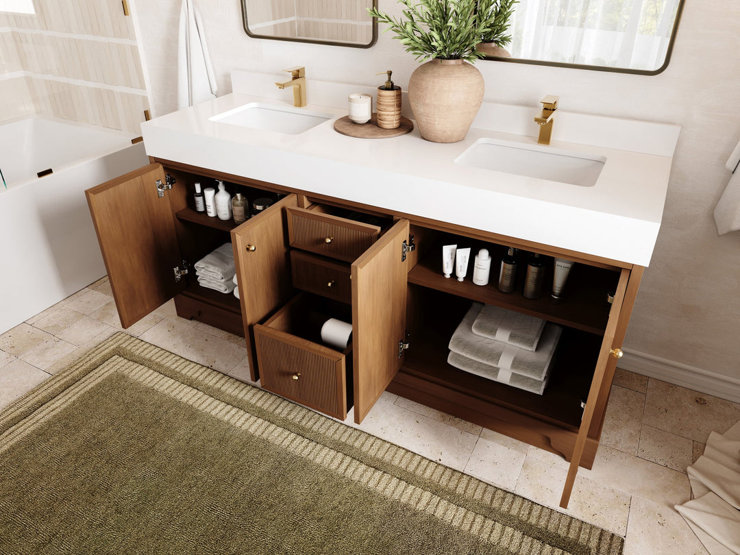 Manhattan Teak Wood 72 in. W x 22 in. D Single Sink Bathroom Vanity - Willow Bath and Vanity