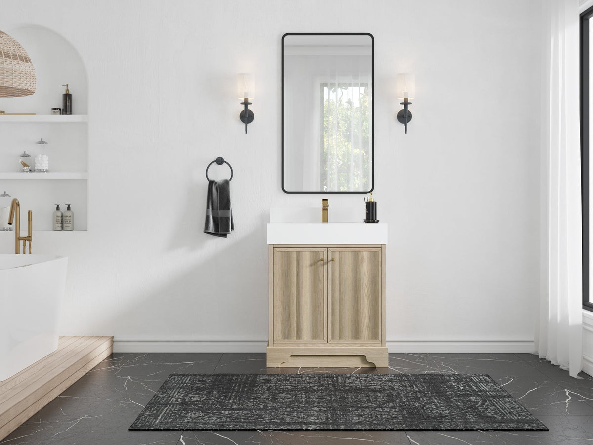 Manhattan White Oak 30 in. W x 22 in. D Single Sink Bathroom Vanity - Willow Bath and Vanity