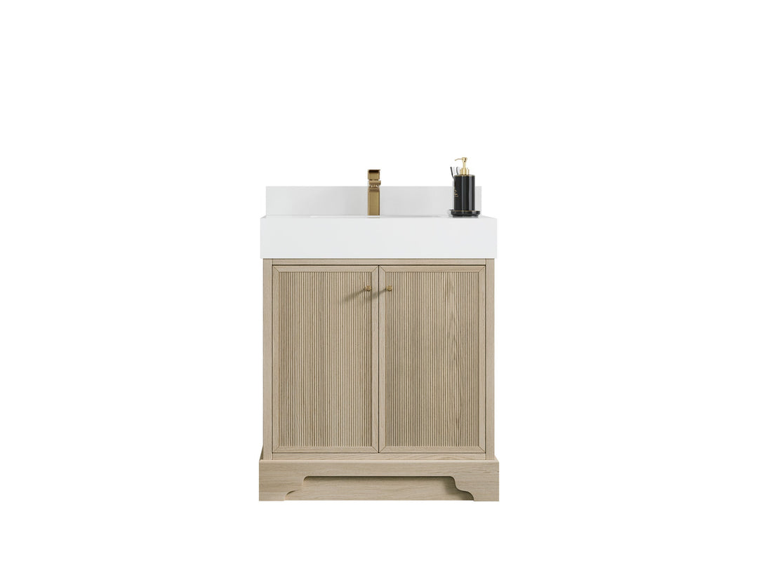 Manhattan White Oak 30 in. W x 22 in. D Single Sink Bathroom Vanity - Willow Bath and Vanity