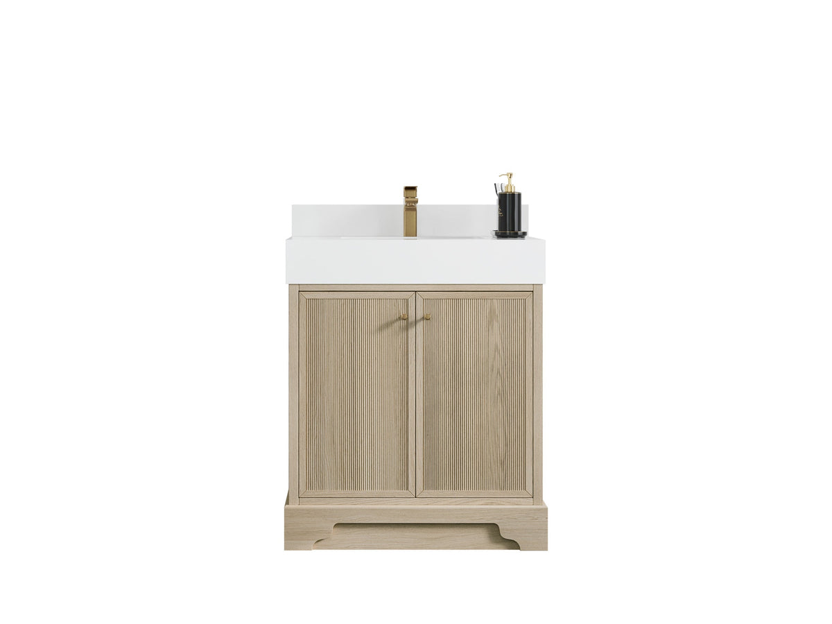 Manhattan White Oak 30 in. W x 22 in. D Single Sink Bathroom Vanity - Willow Bath and Vanity