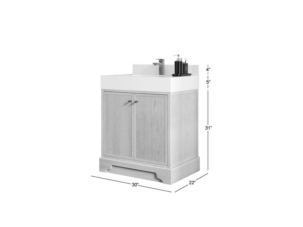Manhattan White Oak 30 in. W x 22 in. D Single Sink Bathroom Vanity - Willow Bath and Vanity