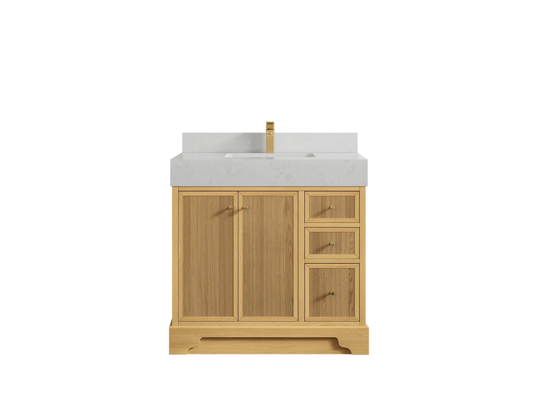 Manhattan White Oak 36 in. W x 22 in. D Center Sink Bathroom Vanity - Willow Bath and Vanity