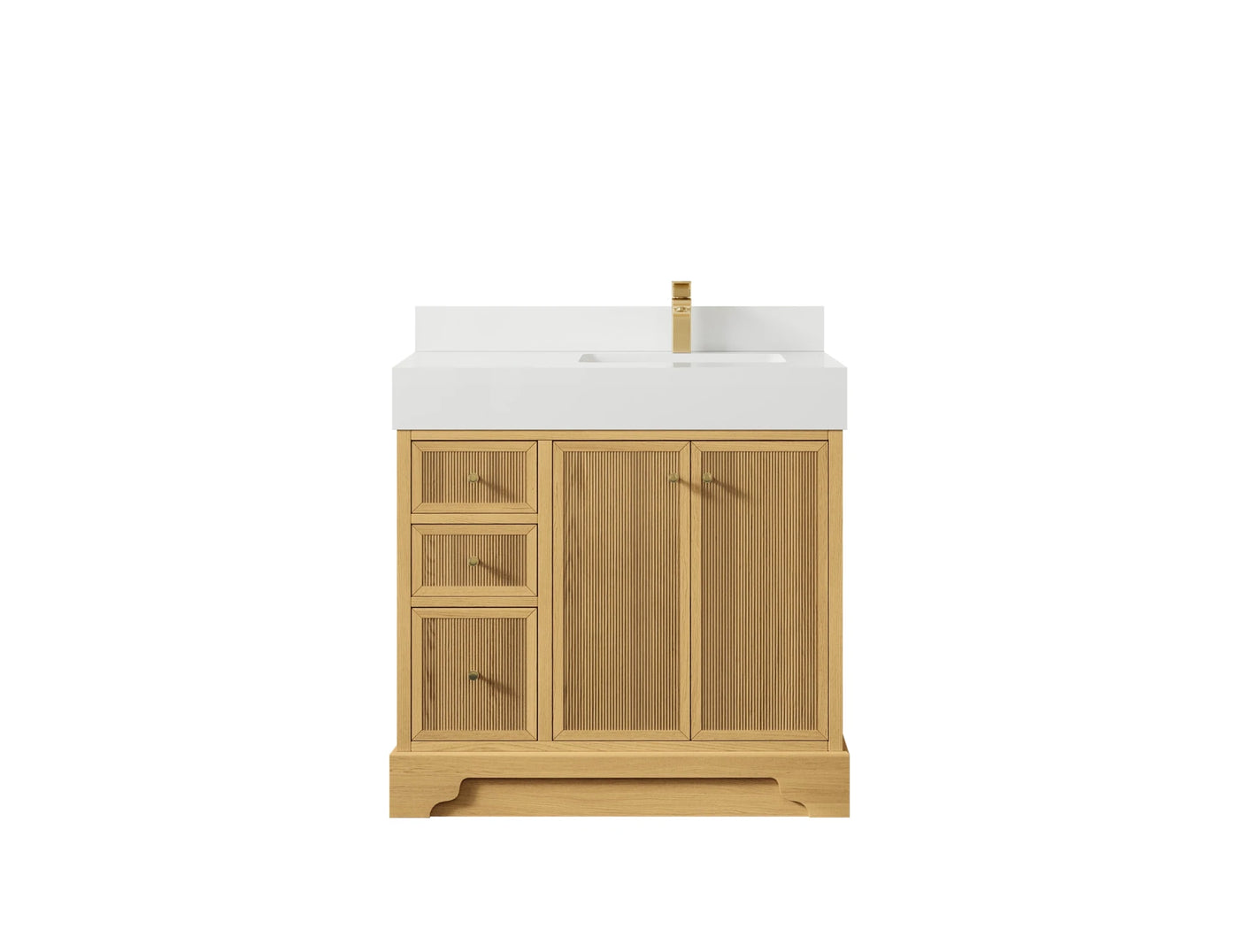 Manhattan White Oak 36 in. W x 22 in. D Right Offset Sink Bathroom Vanity