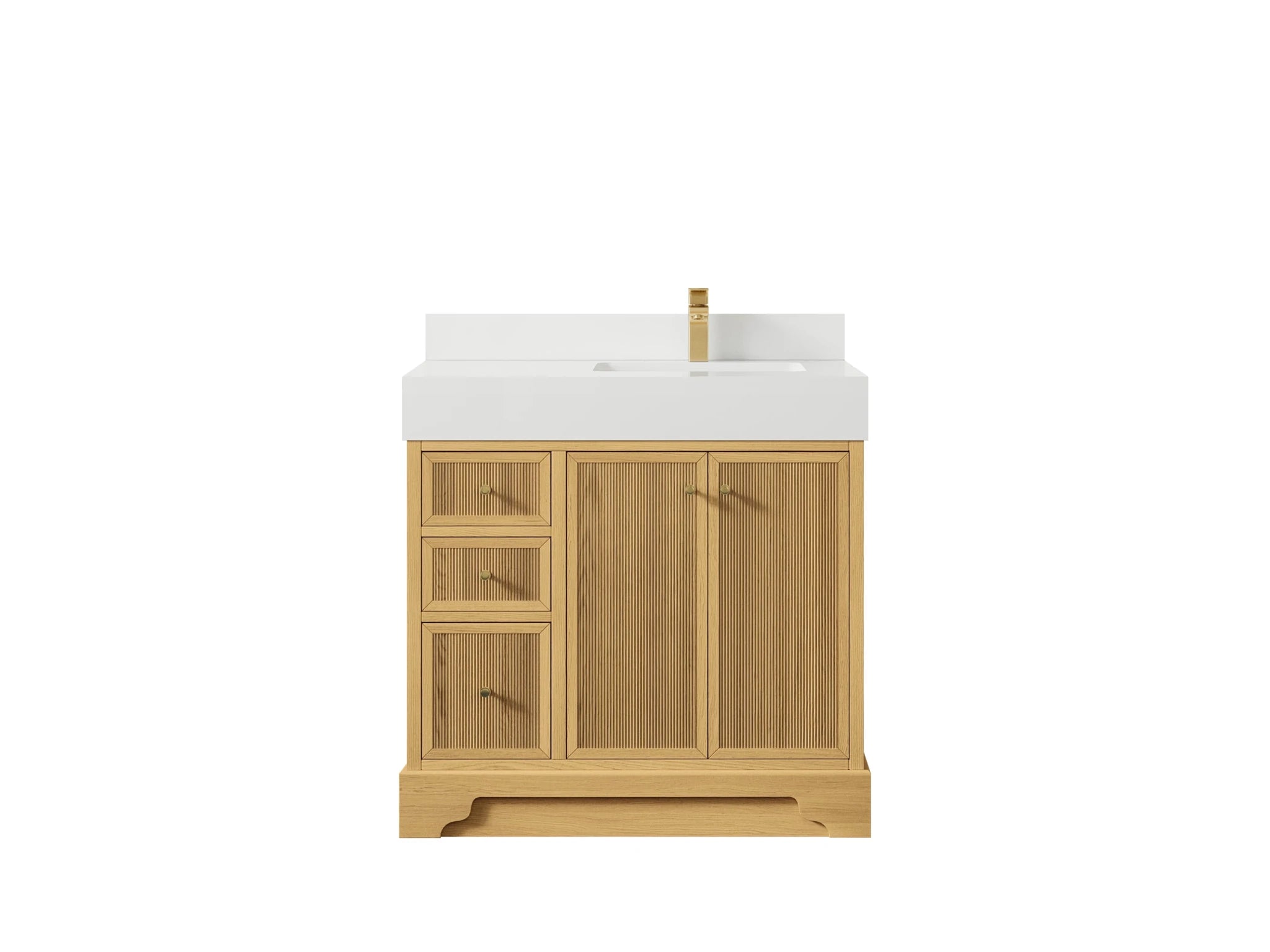 Manhattan White Oak 36 in. W x 22 in. D Right Offset Sink Bathroom Vanity - Willow Bath and Vanity