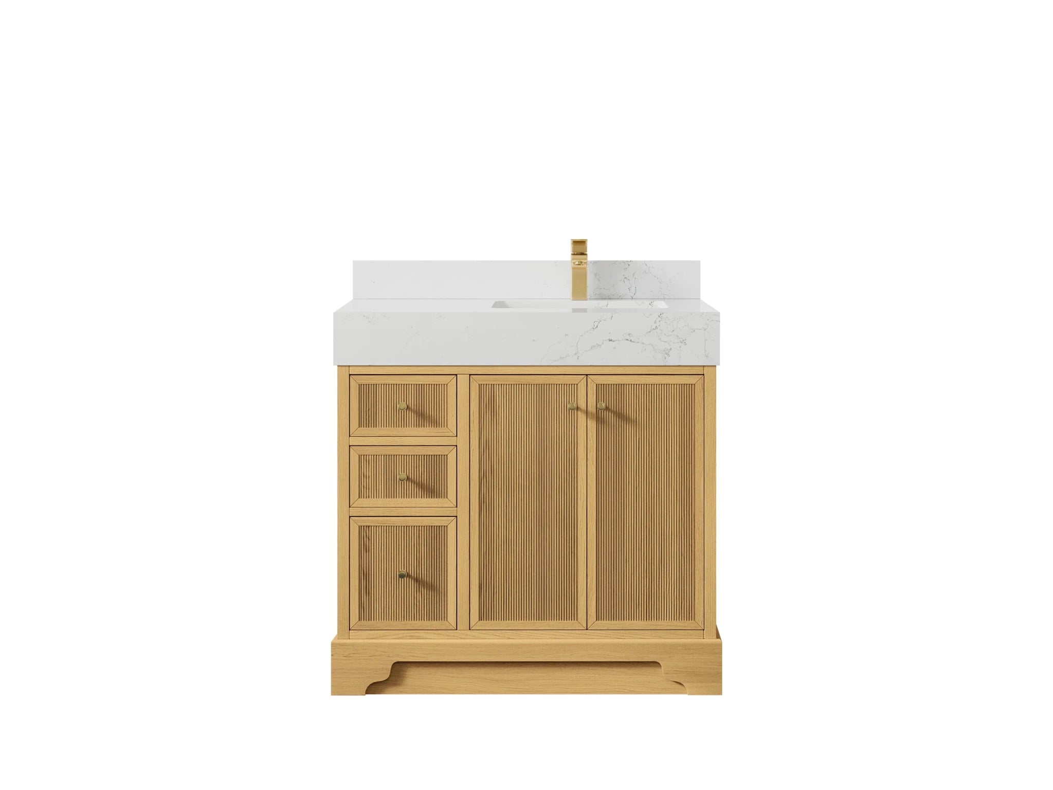 Manhattan White Oak 36 in. W x 22 in. D Right Offset Sink Bathroom Vanity - Willow Bath and Vanity