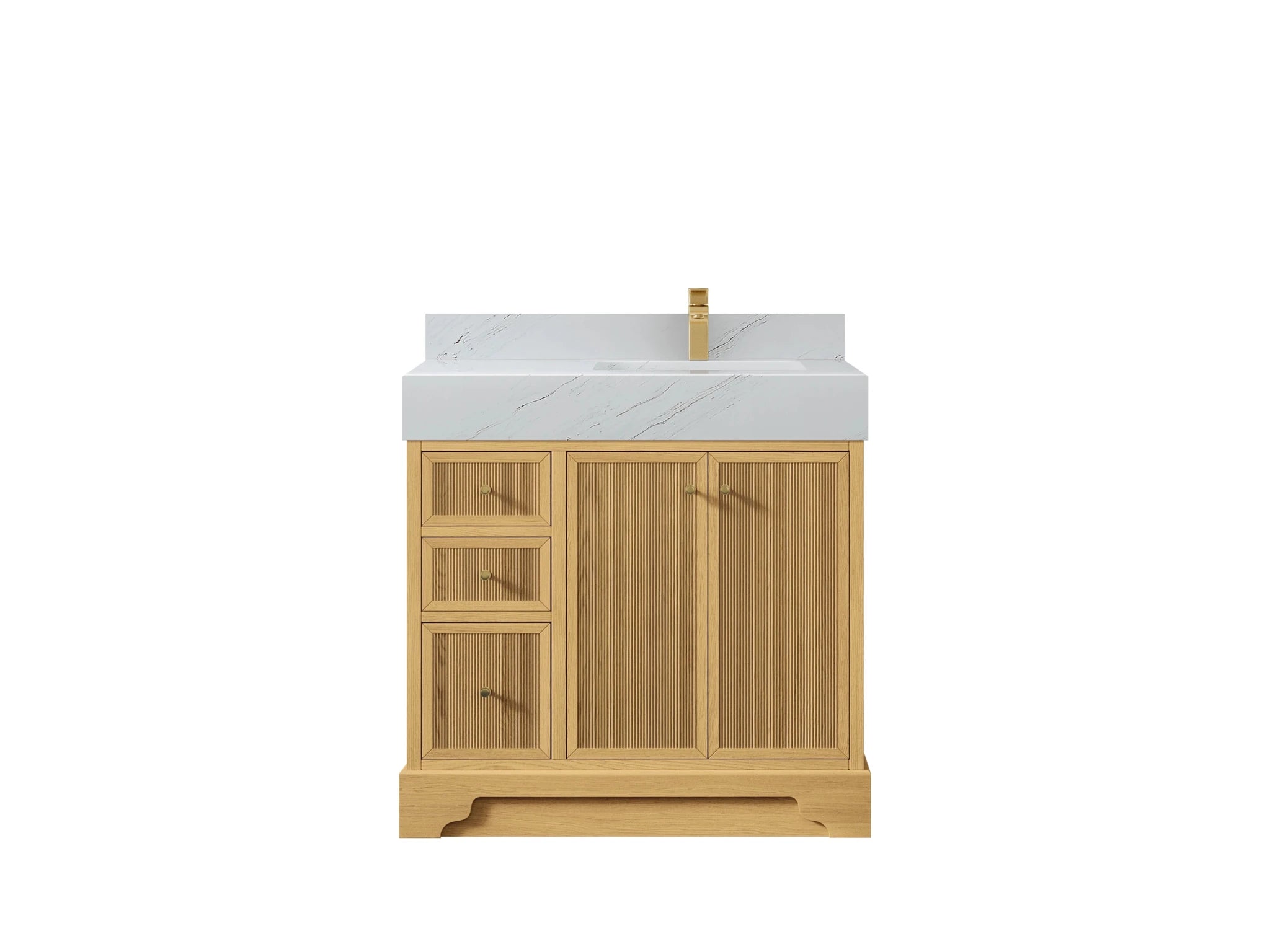 Manhattan White Oak 36 in. W x 22 in. D Right Offset Sink Bathroom Vanity - Willow Bath and Vanity