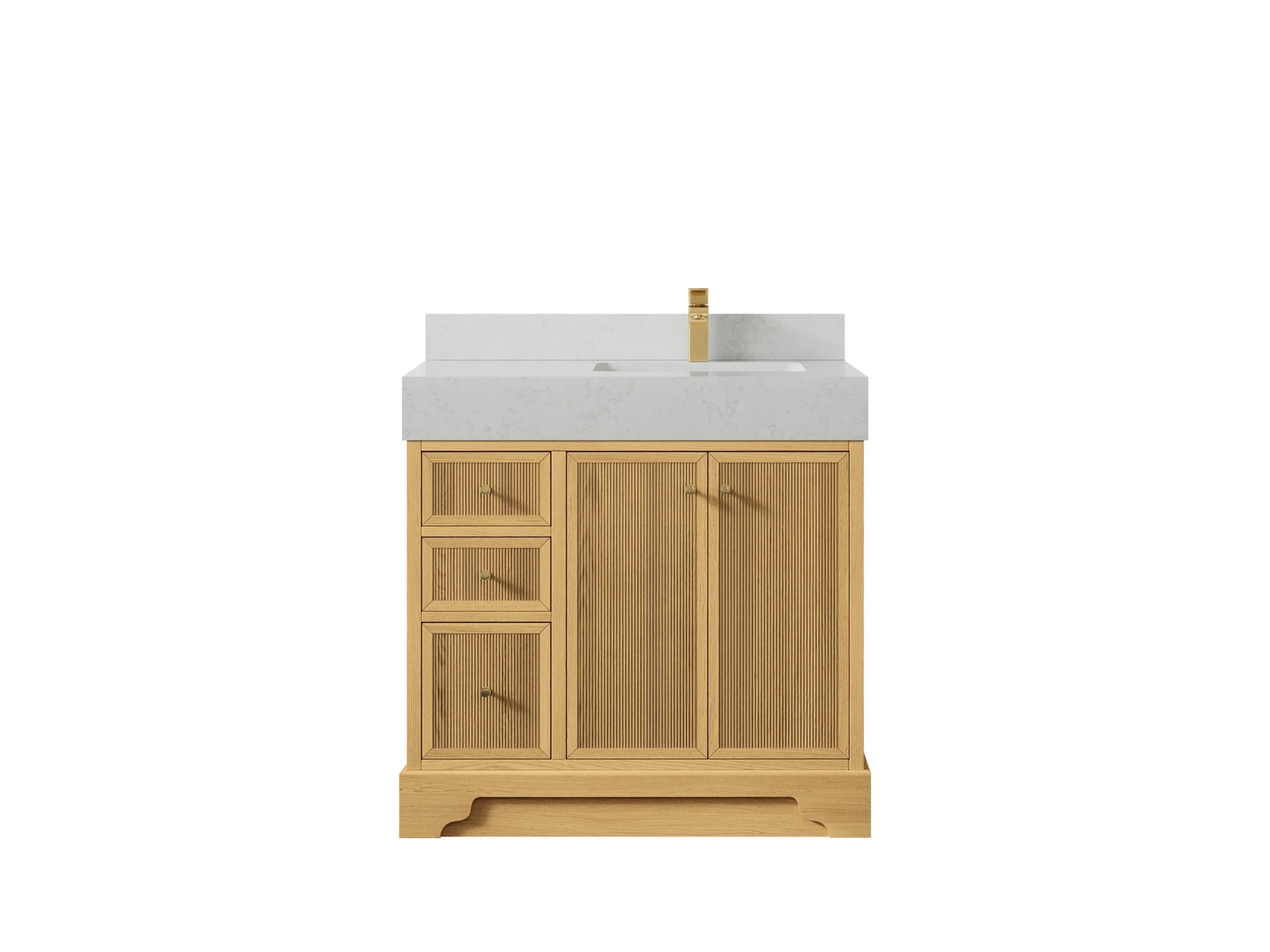 Manhattan White Oak 36 in. W x 22 in. D Right Offset Sink Bathroom Vanity - Willow Bath and Vanity