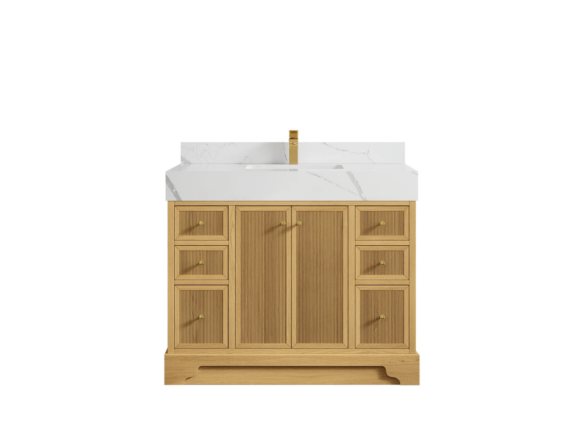 Manhattan White Oak 42 in. W x 22 in. D Single Sink Bathroom Vanity - Willow Bath and Vanity