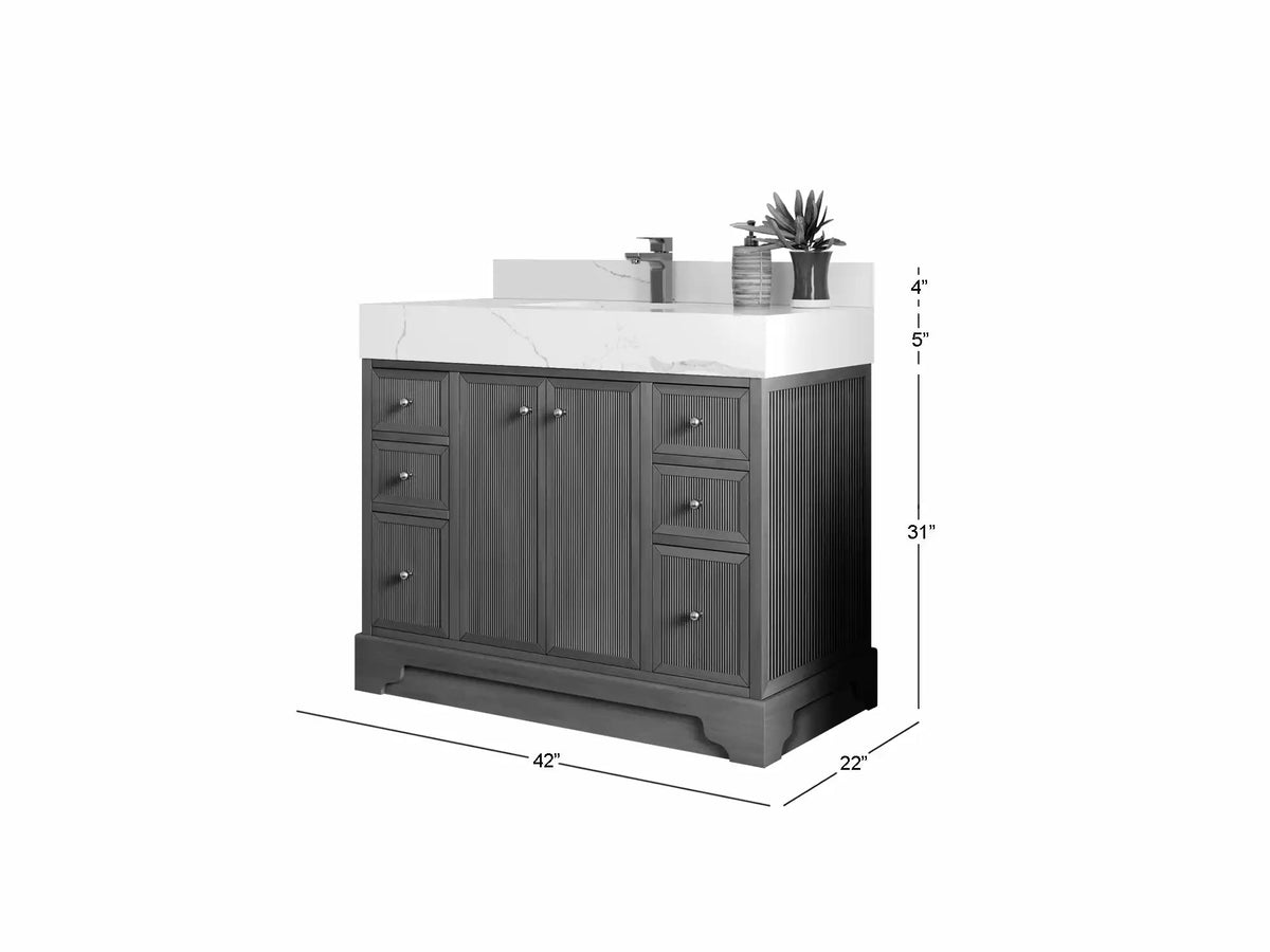 Manhattan White Oak 42 in. W x 22 in. D Single Sink Bathroom Vanity - Willow Bath and Vanity