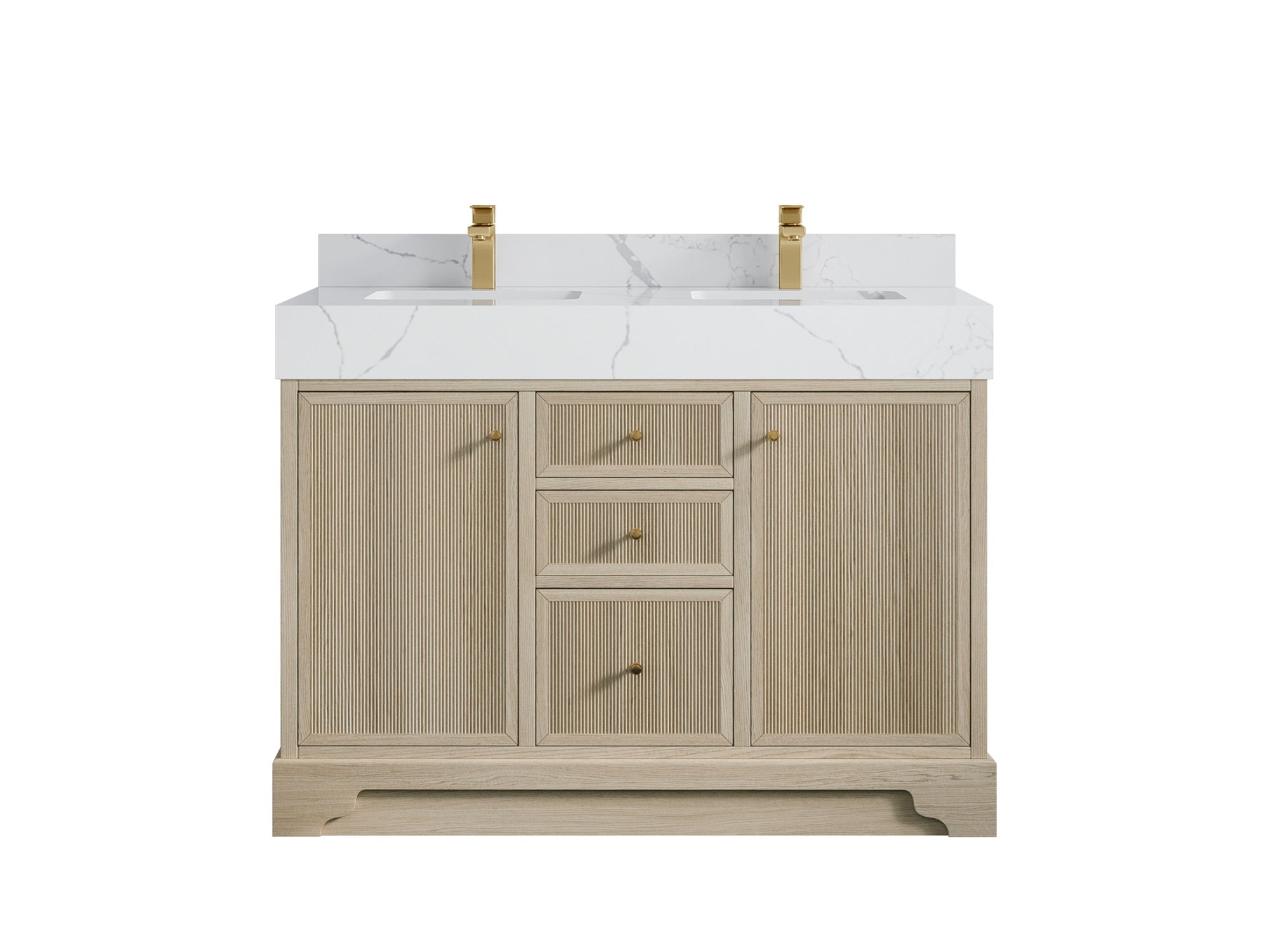 Manhattan White Oak 48 in. W x 22 in. D Double Sink Bathroom Vanity - Willow Bath and Vanity