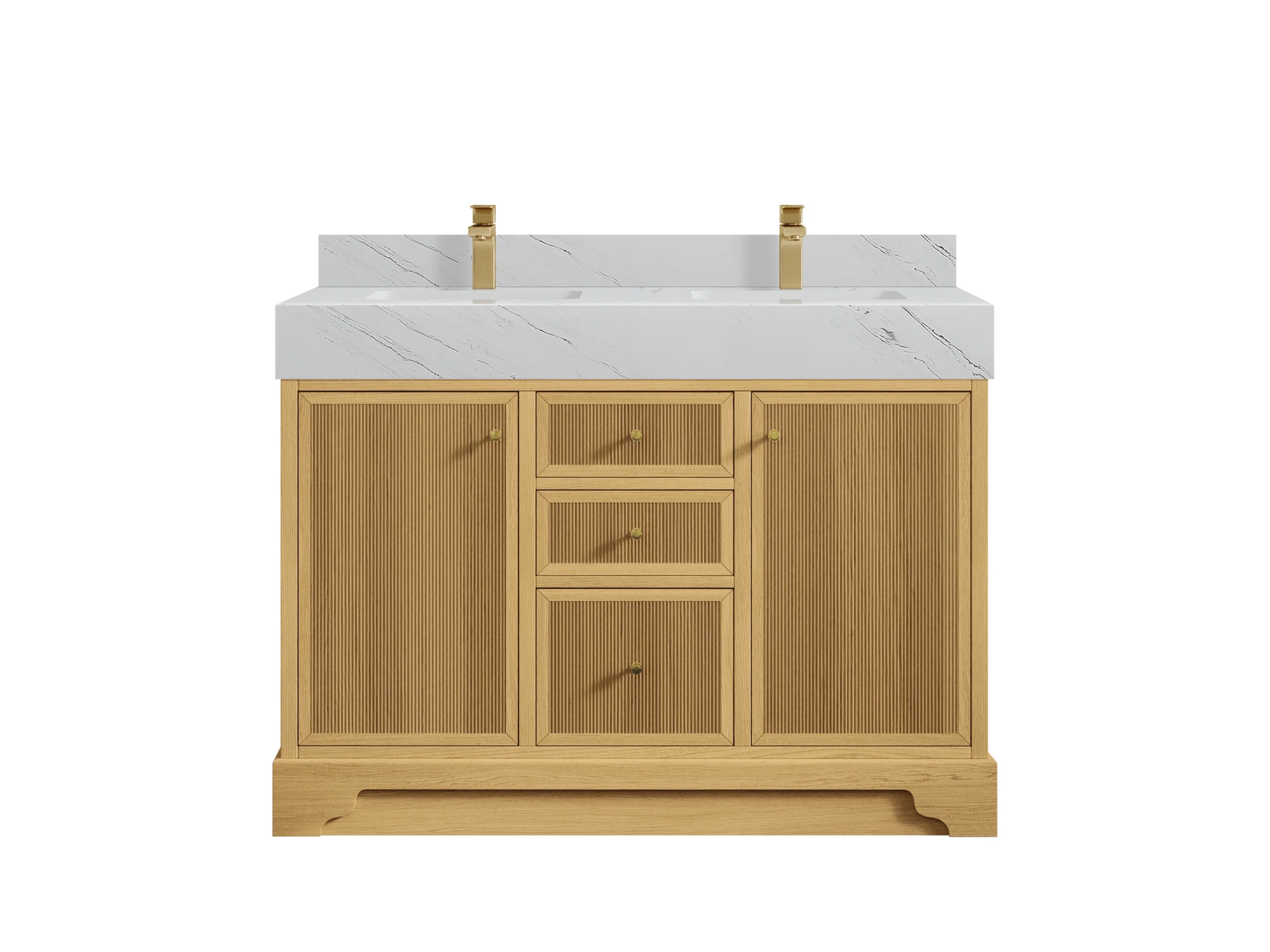 Manhattan White Oak 48 in. W x 22 in. D Double Sink Bathroom Vanity - Willow Bath and Vanity