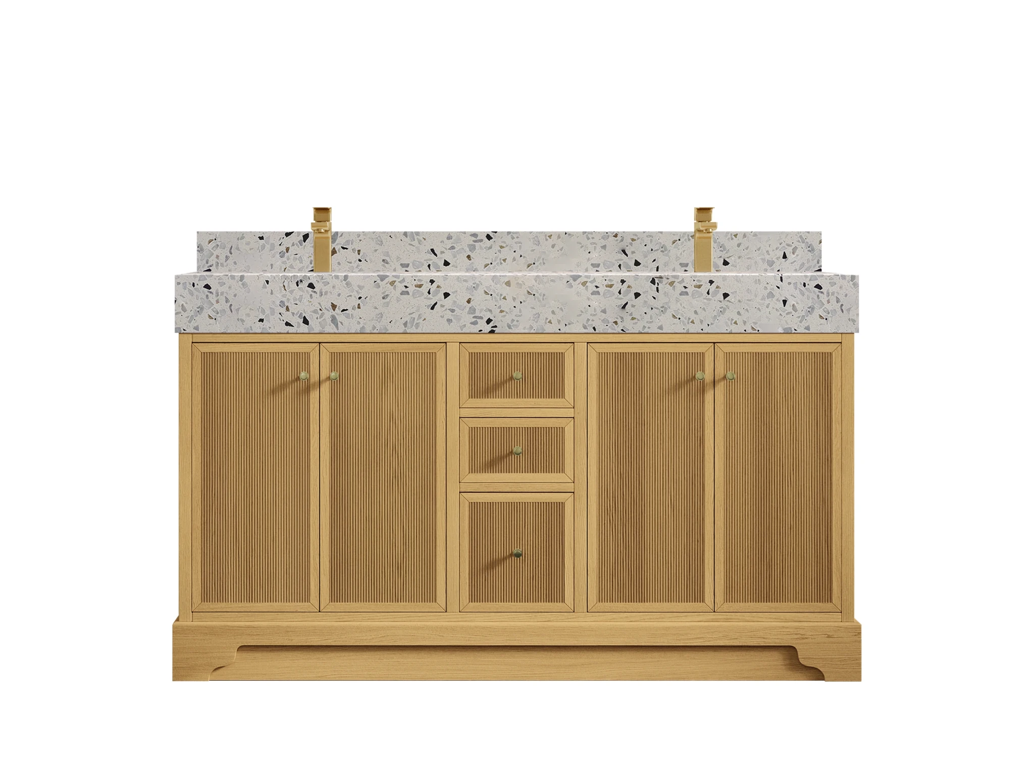 Manhattan White Oak 60 in. W x 22 in. D Double Sink Bathroom Vanity - Willow Bath and Vanity