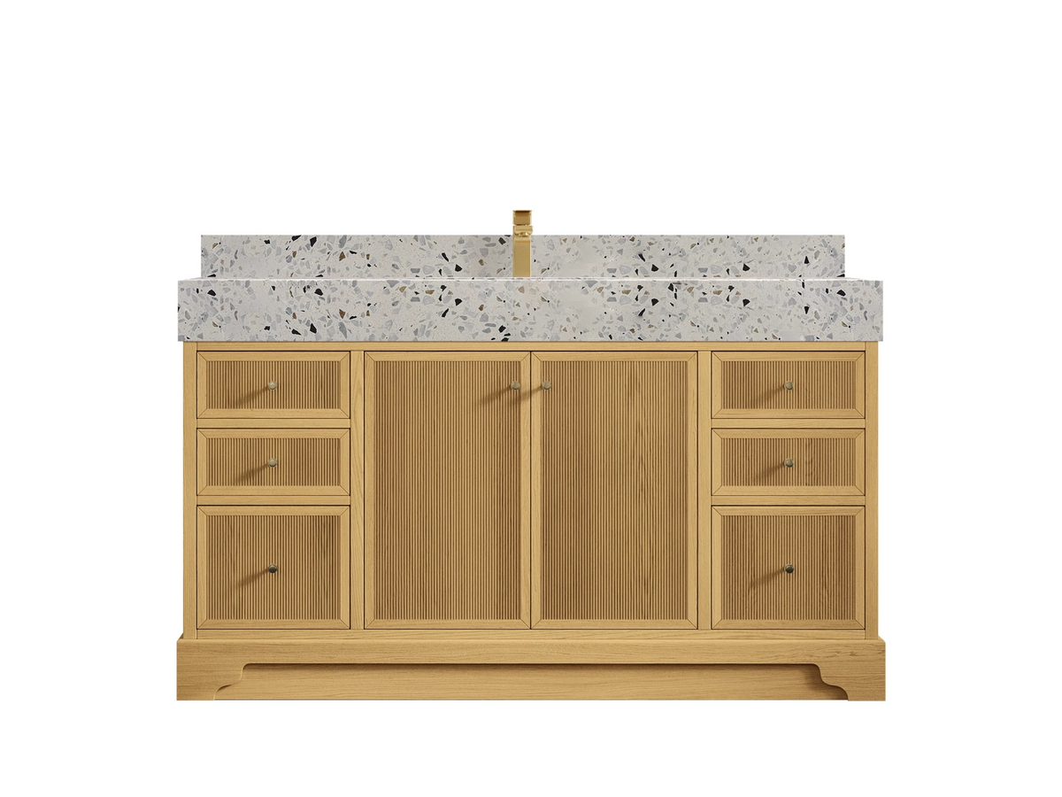 Manhattan White Oak 60 in. W x 22 in. D Single Sink Bathroom Vanity - Willow Bath and Vanity