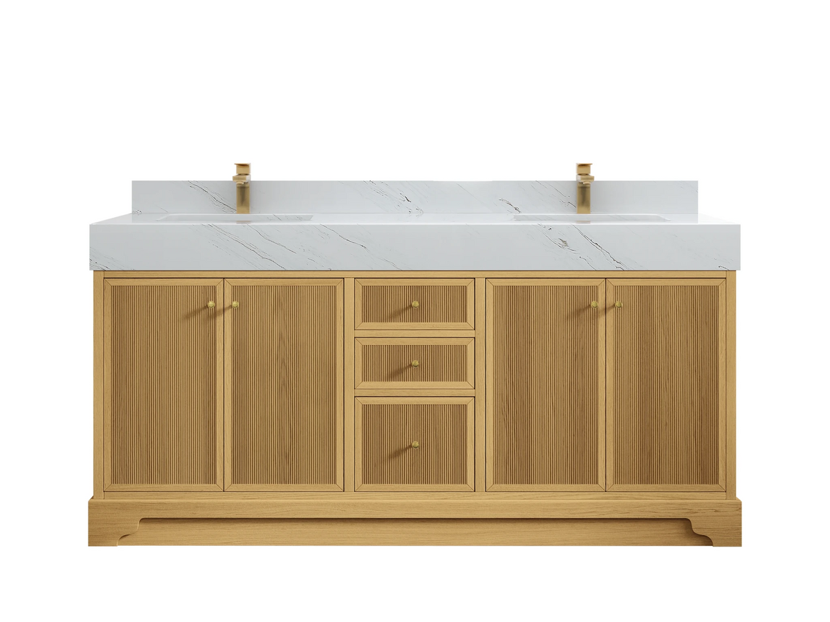 Manhattan White Oak 72 in. W x 22 in. D Double Sink Bathroom Vanity - Willow Bath and Vanity