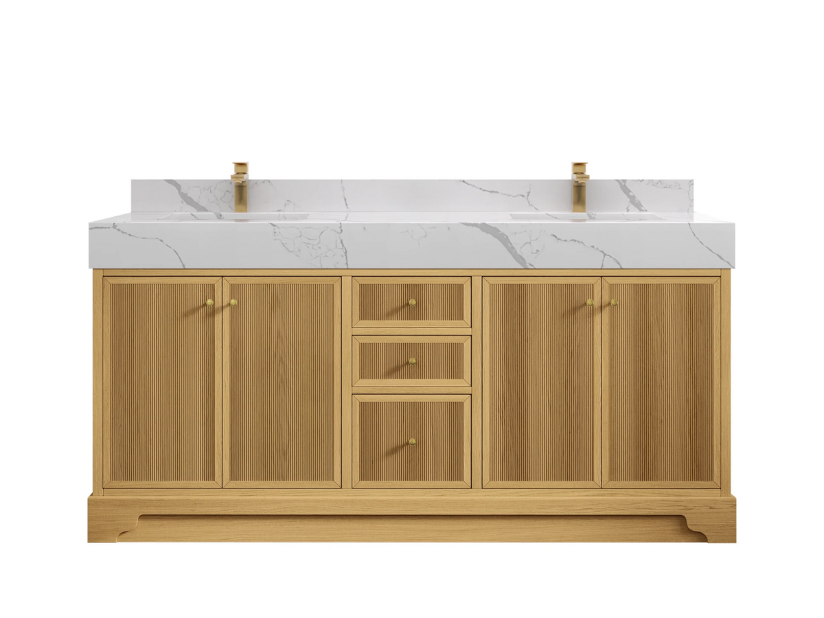 Manhattan White Oak 72 in. W x 22 in. D Double Sink Bathroom Vanity - Willow Bath and Vanity