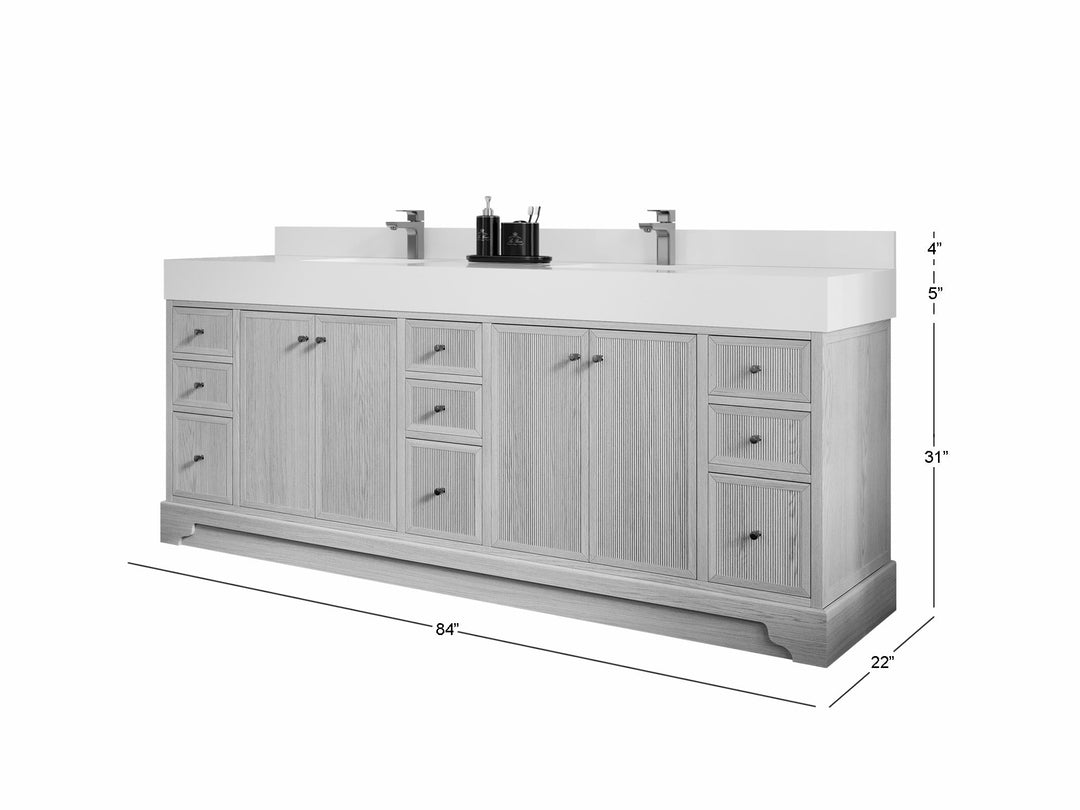 Manhattan White Oak 84 in. W x 22 in. D Double Sink Bathroom Vanity - Willow Bath and Vanity