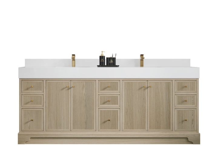 Manhattan White Oak 84 in. W x 22 in. D Double Sink Bathroom Vanity - photo 1