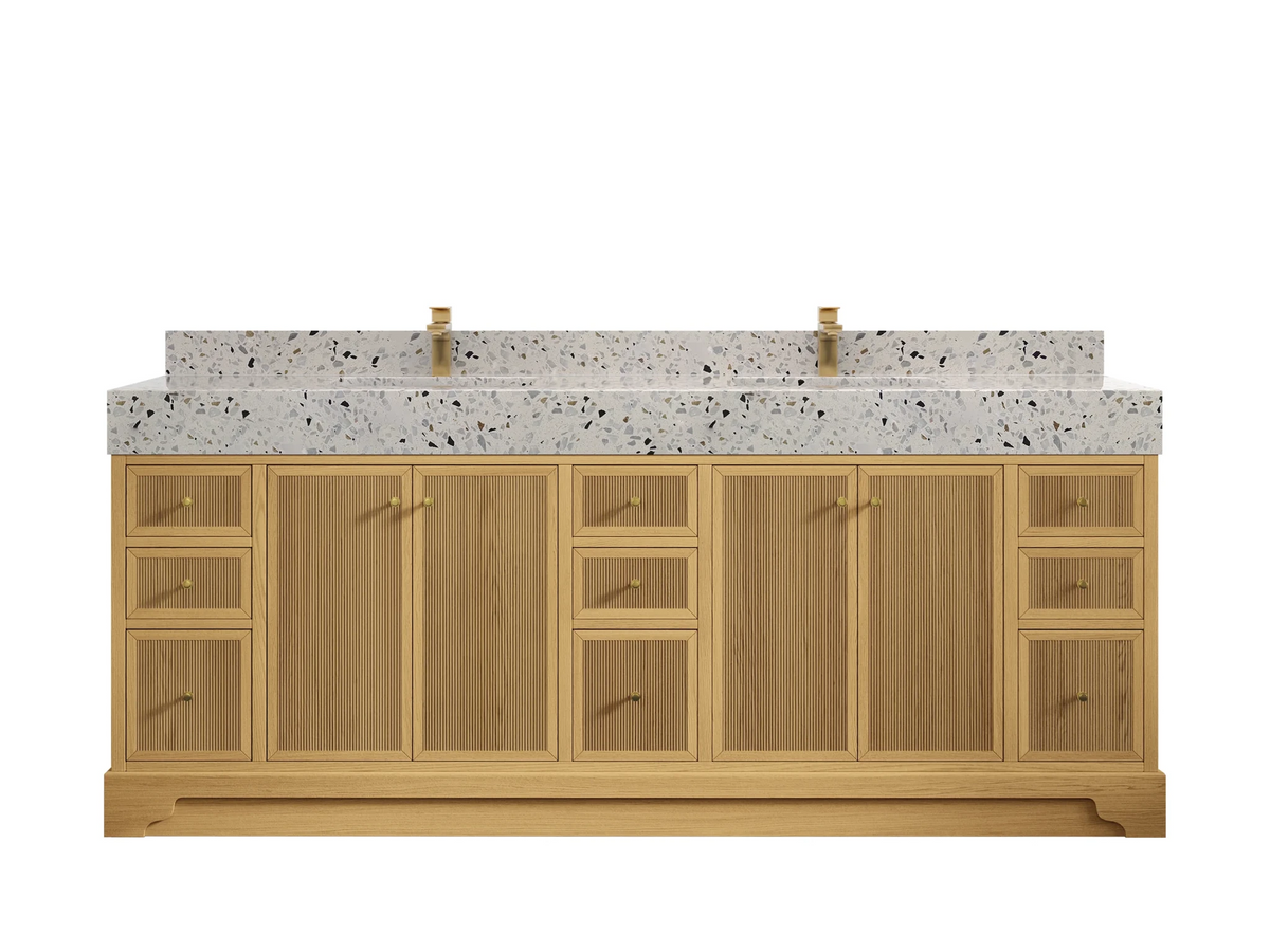 Manhattan White Oak 84 in. W x 22 in. D Double Sink Bathroom Vanity - Willow Bath and Vanity