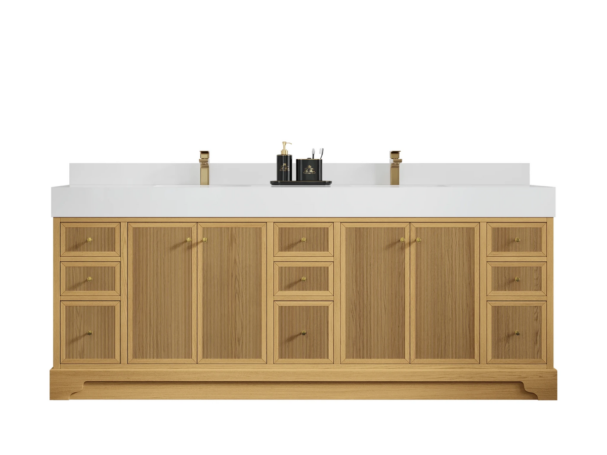 Manhattan White Oak 84 in. W x 22 in. D Double Sink Bathroom Vanity - Willow Bath and Vanity