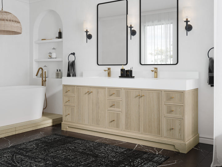 Manhattan White Oak 84 in. W x 22 in. D Double Sink Bathroom Vanity - photo 2
