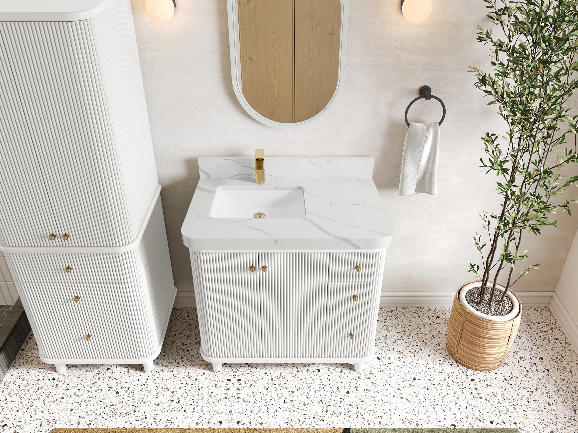 Miami 36 in. W x 22 in. D Left Offset Sink Bathroom Vanity - Willow Bath and Vanity