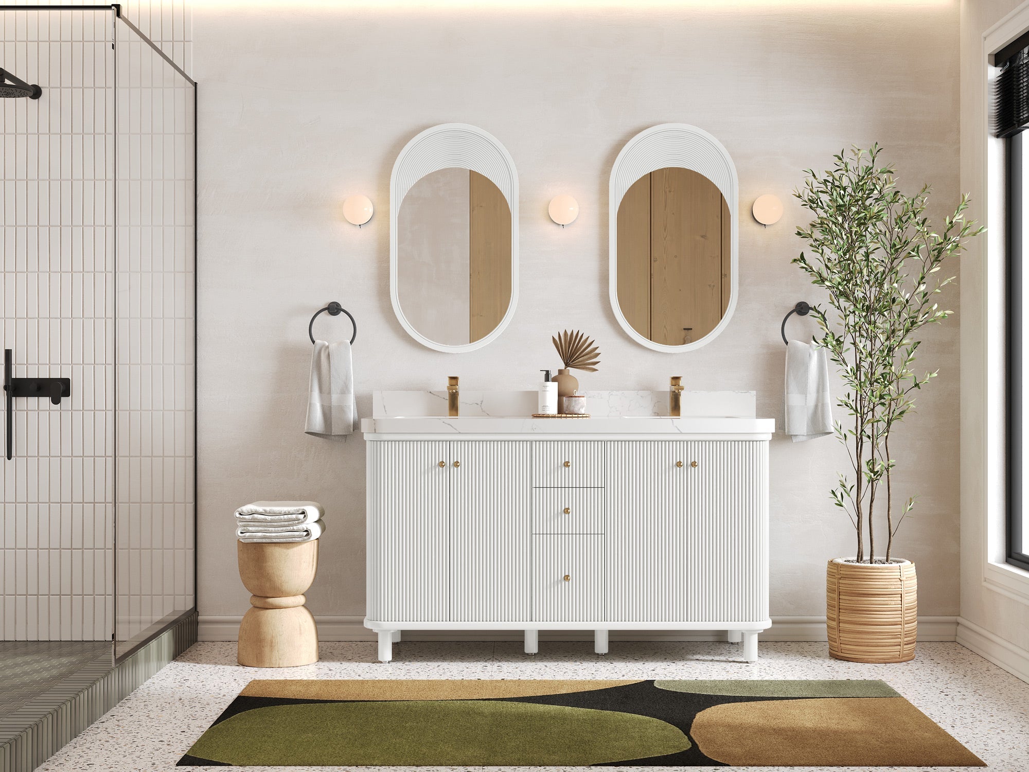 Miami 60 in. W x 22 in. D Double Sink Bathroom Vanity - Willow Bath and Vanity