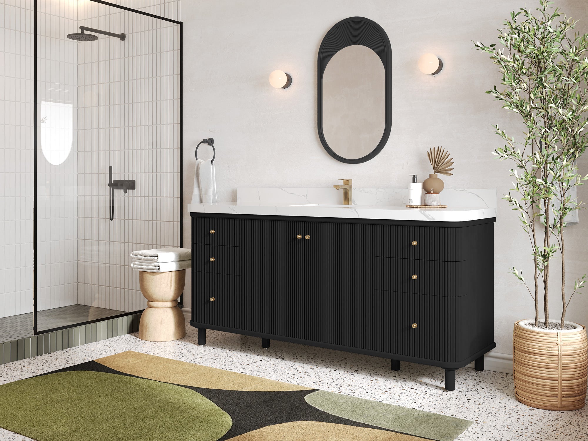 Miami 72 in. W x 22 in. D Fluted Single Sink Bathroom Vanity - Willow Bath and Vanity