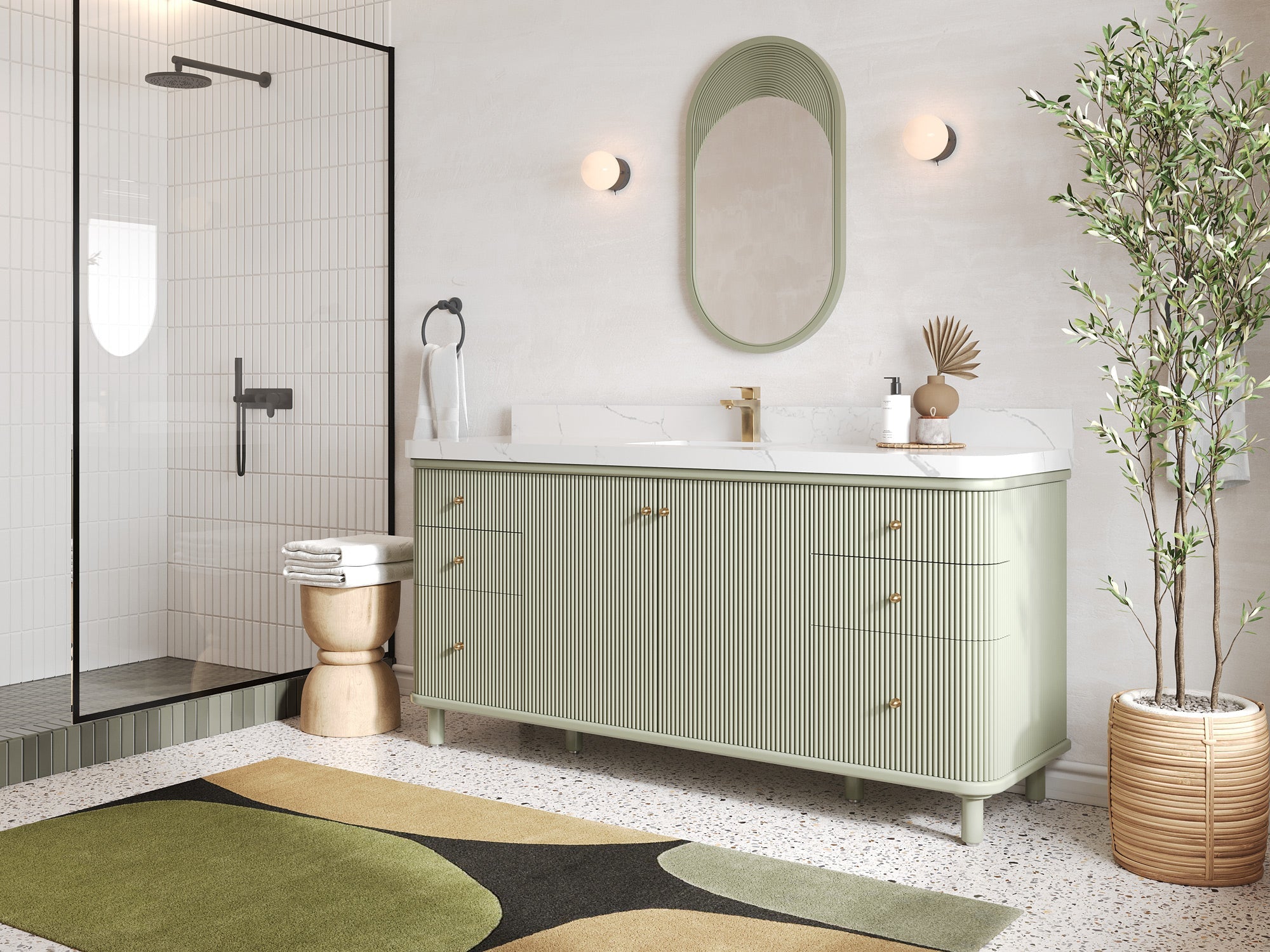 Miami 72 in. W x 22 in. D Fluted Single Sink Bathroom Vanity - Willow Bath and Vanity