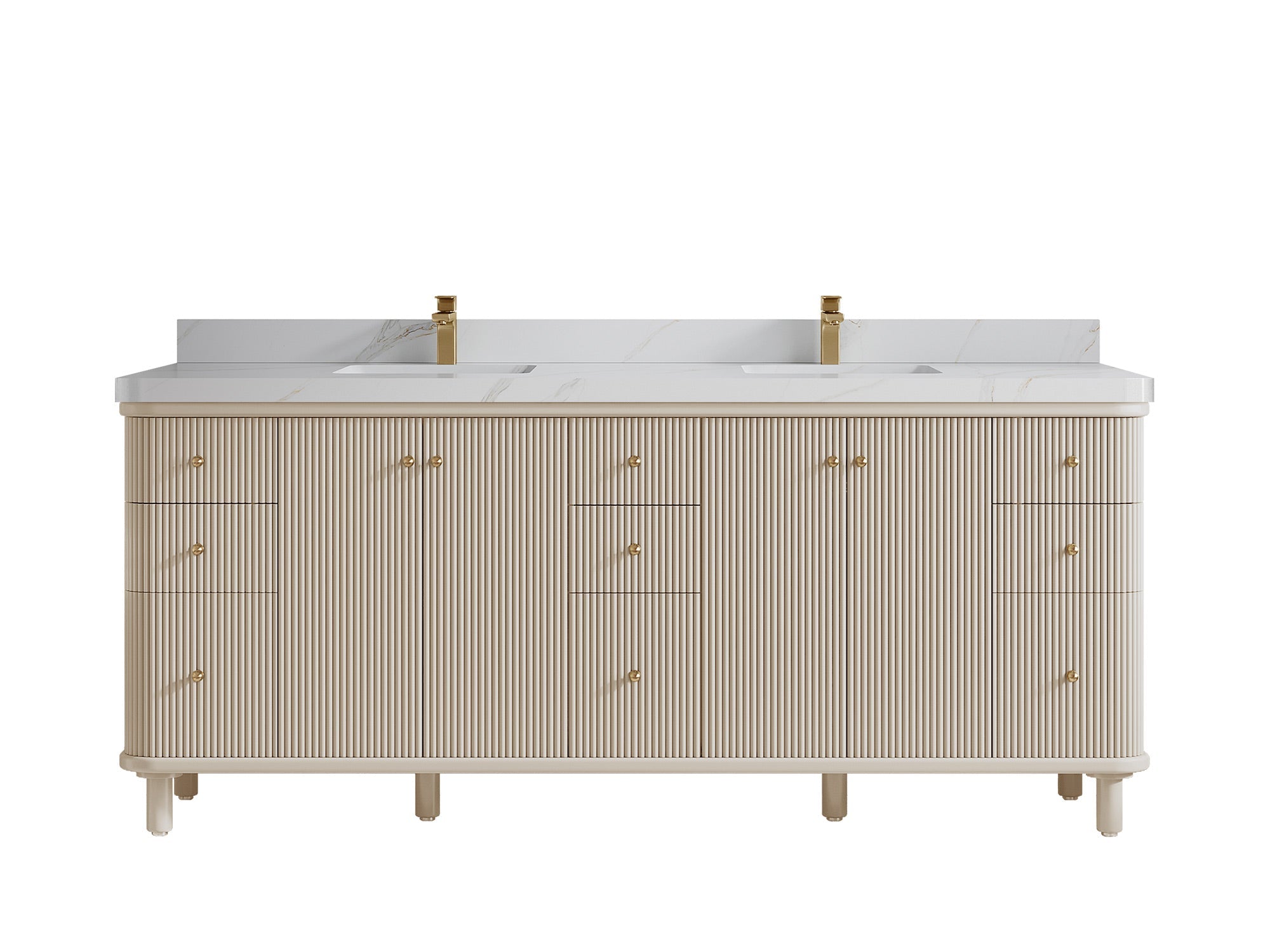 Miami 80 in. W x 22 in. D Fluted Double Sink Bathroom Vanity - Willow Bath and Vanity